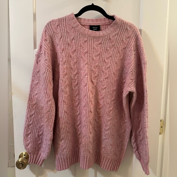 Vici Sweaters - Vici Blush Cable Knit Sweater